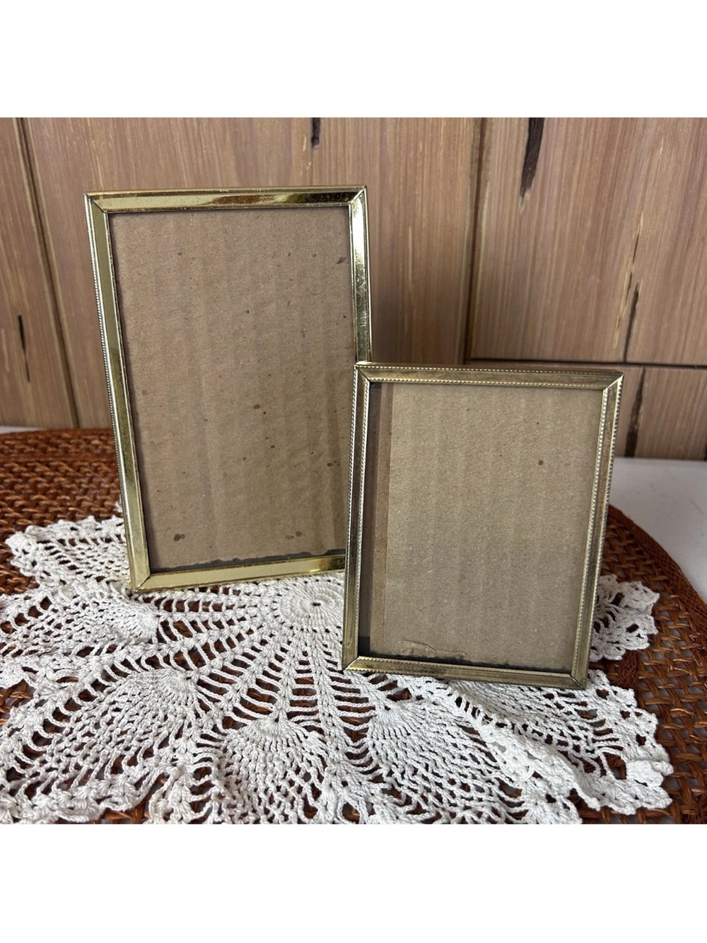Lot of 2 Vintage Gold Metal ornate Picture Frames, 1 (4x6) And 1 (3x4) MCM